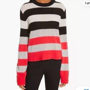 Rag & bone cashmere pink and black striped sweater, 100% cashmere
